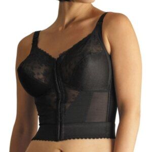 #651 Carnival Creations Women's Front Closure Longline Bra, Black, 38 Dd